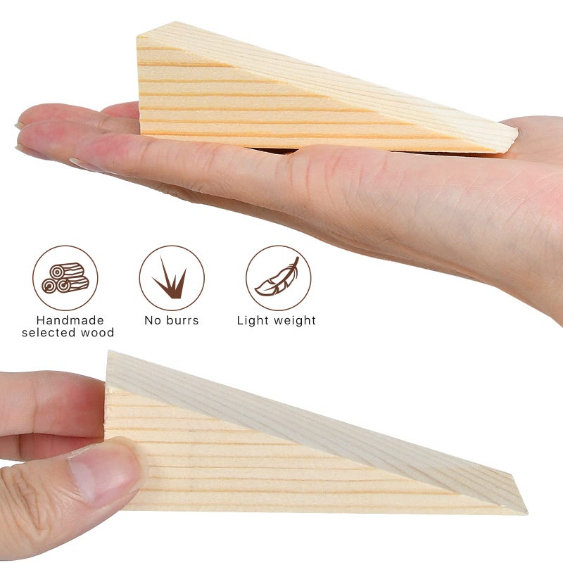 Elesunory 20 Pack Wooden Wedges for Chair Caning Supplies  Non Slip Wood Door Stopper  Triangle Wood Block for Chair Caning Door Stop - Image 3